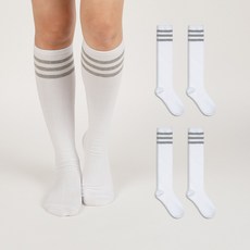 노디자인 여성용 삼선 니삭스 반장 양말 5족