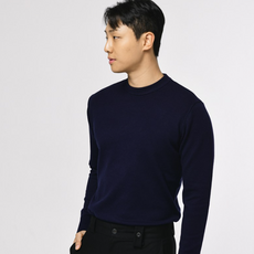 남성용 소프트 라운드 울 니트 스웨터