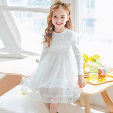 노블엔젤 여아용 라운드 레이스 공주풍 원피스 No 5655