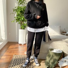 아모르데이 여성용 스카이 맨투맨 레인 조거팬츠