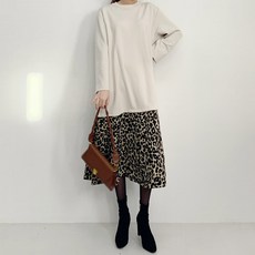 오키진 센티 레오파드 기모 롱 원피스