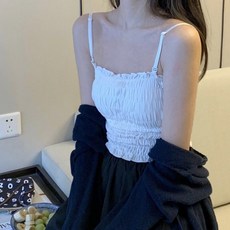 먼데이홀릭 복고풍 주름 캡 내장 끈 나시 브라탑 나시티 튜브탑 민소매/나시 리뷰후기