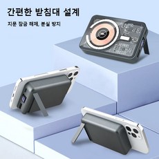 2024년 최고의상품  보조배터리 베스트상품_PYHO 10000mAh 맥세이프 마그네틱 무선 충전 보조배터리 초고속보조배터리+ 스탠드, 블랙, 1개