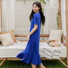 컴포트랩 노브라원피스 텐셀 플레어 롱원피스 반팔소매_몰드일체형 리뷰후기