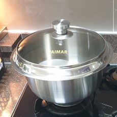 바이마르 통3중 스텐 인덕션겸용 가마솥1인용 뚝배기 대용량 대가족 집들이 18 22