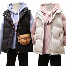 2까지 여성 집업 패딩조끼 주머니 겨울 가을 보온 외출 따뜻한 조끼 베스트