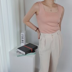 봄 여름 쿨 스퀘어 넥 나시 슬리브리스 민소매 니트 민트 흰색 베이지 검정 브라운 리뷰후기