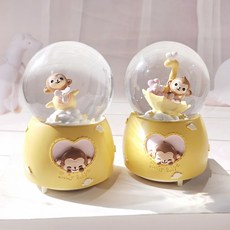 원숭이 회전 LED 조명 자동 눈날림 워터볼 스노우볼 오르골 기념일선물 리뷰후기