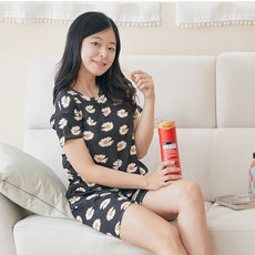 더봉 여성 라운드 반팔 잠옷 상하세트 파자마 홈웨어 리뷰후기