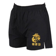 꾸니스토리 해병대 면반바지 검정 해병대앵카 로고