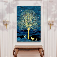 황금 돈나무 액자 부자 되는 그림 거실 인테리어, 01.골든돈나무(블루)
