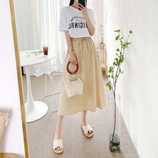 데일러뷰 린넨 면 베이직 롱 스커트 허리밴딩 치마 A라인 플레어 여름 홈웨어 리뷰후기