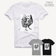 투제이글로벌 남여공용 M2XL 수탉스케치 레터링 프린팅 반팔 티셔츠 3coor 리뷰후기