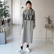 갠소 USA 후드 롱 기모 원피스 리뷰후기