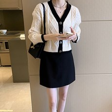 루나걸 여성용 모코빈 배색 니트