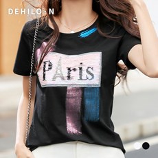 데일로엔 여성용 Paris 스팽글 프린팅 반팔 티셔츠 리뷰후기