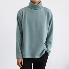 더베이직샵 세미오버 골지 니트 하이 터틀넥 긴팔 폴라 티셔츠