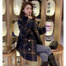 바닐라 가을 겨울 일본풍 작은키 모직체크 자켓 점퍼 더블버튼 정장 자켓 리뷰후기