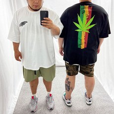 반팔 티 셔츠 커플 오버핏 씨밀러룩 빅사이즈 뚱뚱한남자코디 면 자메이카 4X 리뷰 후기