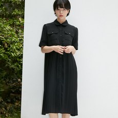 PLEATS SKIRT POCKET SHIRT ONE-PIECE HALF SLEEVE BASIC BLACK 리뷰후기