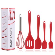 5pcs 요리기구 실리콘 베이킹 도구 주방 용품 공급 부엌 도구 실리콘이 아닌 조리기구 요리 도구, 빨간색,
