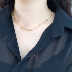 뱀줄 은볼 레이어드 925실버 두줄 체인 목걸이