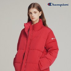 챔피온 CHAMPION 여성 EU 백 로고 숏 패딩 점퍼 레드