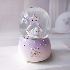 별달 잠자는 강아지 자동 회전 LED 조명 눈날림 워터볼 스노우볼 오르골 기념일 선물 리뷰후기