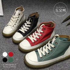 도오빠 여성 가죽 하이탑 스니커즈 캐주얼화 레더 단화 운동화 신발 캐주얼 데일리 패션 트렌드 스트릿 학생 컴포트 플랫 낮은굽 봄 가을 겨울 가죽하이탑 20대 30대 인기템 국내배송 리뷰후기