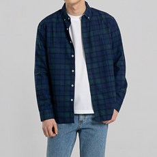 남성용 3X 빅사이즈 봄 가을 슬림핏 긴팔 셔츠 체크 남방