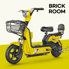 BRICKROOM 3세대 전기 스쿠터 자토바이 전동 출퇴근 자전거 2인용 팻바이크 오토바이, 옐로우, 20A 리튬배터리120km