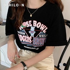 데일로엔 여성용 ROSE BOWL 베어 프린팅 반팔 티셔츠 리뷰후기