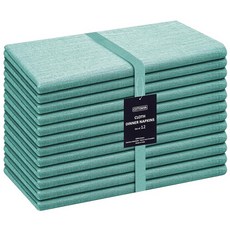 이달의 추천상품! 퓨어 코튼 알레보 디 엣지 타월세트 12P 추천상품_Cottoniva Set of 12 Cloth Dinner Napkins Pure Cotton 18x18 inches - Soft Durable Washable Reusable I, 청록색