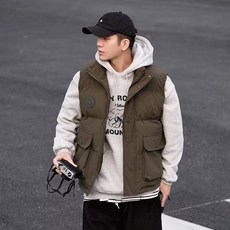 남녀공용 후드 두꺼운 패딩조끼 남성 숏패딩 스포티 경량패딩