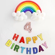 무지개 생일풍선세트 / 숫자 파티풍선 생일축하 셀프촬영 어린이 감성 유니크 리뷰후기