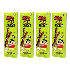 제이제이몰JJ CSC 짱구톡톡 초코스틱 54g 4통(12개) 빼빼로 캠핑 여행 학교 소풍 초등학교 학원 교회 유치원 간식 스낵 과자 군것질 롱스틱, 12개
