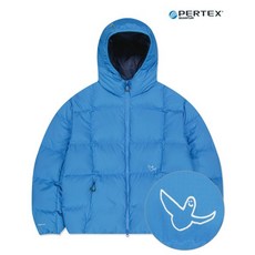 국내 정품 와릿이즌 퍼텍스 후드 오버핏 다운 점퍼 블루