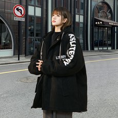 하프 패딩 여성 보온 두꺼운 후드 자켓
