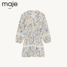 aje2021 봄과 여름 새로운 여성의 V 넥 중공 레이스 슬림 인쇄 드레스 FRO01794 리뷰 후기