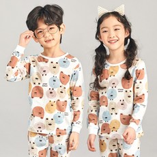 캐릭모아키즈 쟈가드 유아 아동 주니어 내의 내복 실내복 9부-브라운곰 리뷰후기