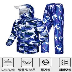 완벽방수 비옷 상하의세트 배달 등산 우비 낚시 블랙