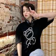 스타일아유 여성 쿠쿠 반팔 베어 라운드 티셔츠