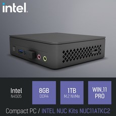 INTEL NUC Kits NUC11ATKC2, RAM 8GB+NVMe 1TB, 블랙, WIN11 PRO