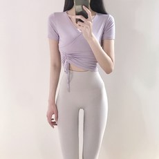 로라벨 반팔 캔디 스트링 필라테스복 요가복 필라테스옷 필라테스커버업 필라테스상의 요가 운동복 티 봄 여름 가을 리뷰후기