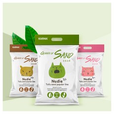 퀸오브샌드 누디 고양이 모래 녹차, 3kg,