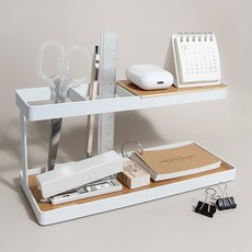 히키스 리빙 인테리어 리모컨 휴대폰 우드 거치대 더블프레임 화이트
