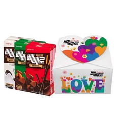 롯데제과 빼빼로 6입 하트 선물박스(초코 아몬드 화이트쿠키 각2개), 256g, 1개