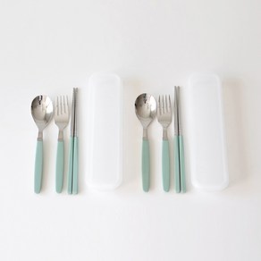 카모메키친 어린이 수저 포크 세트, 민트, 숟가락 (2p) + 젓가락 (2p) + 포크 (2p) + 케이스 (2p), 1개