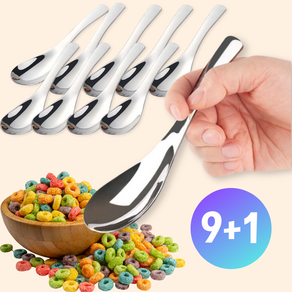 보니픽 스텐 큰숟가락 디저트 서빙 국물 스푼 수저, 10개