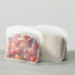 1+1 네오플램 실리콘 지퍼백 스탠딩 지퍼팩 600ml 2p, 1세트, 화이트 2P